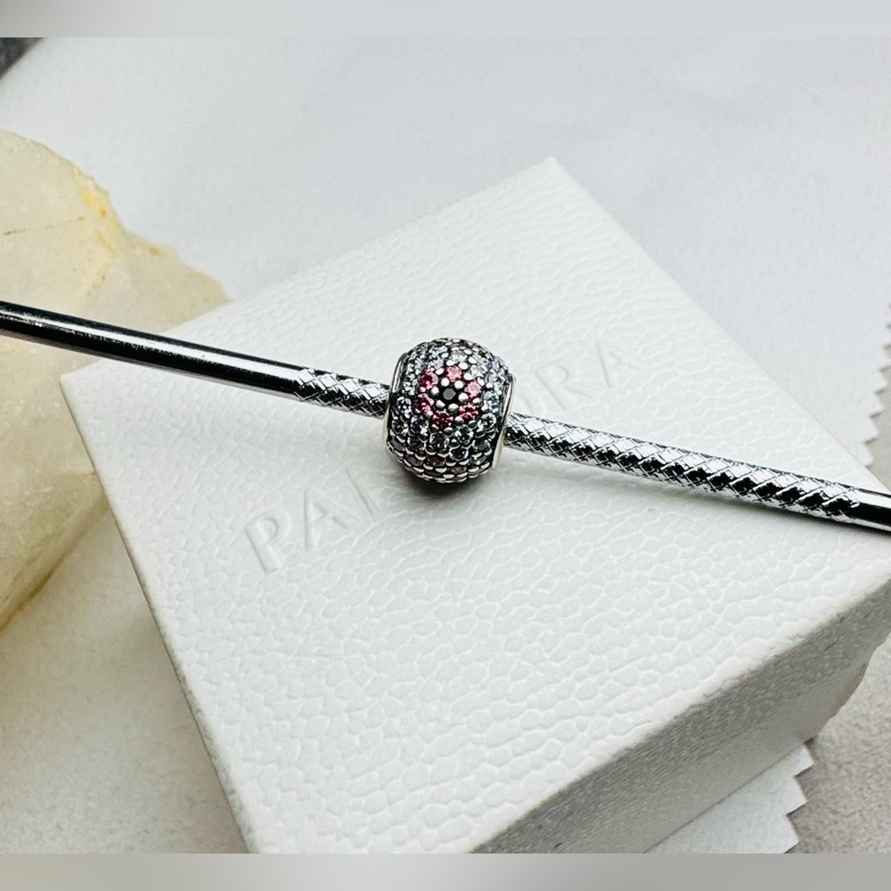 Authentic Pandora Retired Pave ‘Shimmering Flower’ S925 Ale Charm - Picture 5 of 11